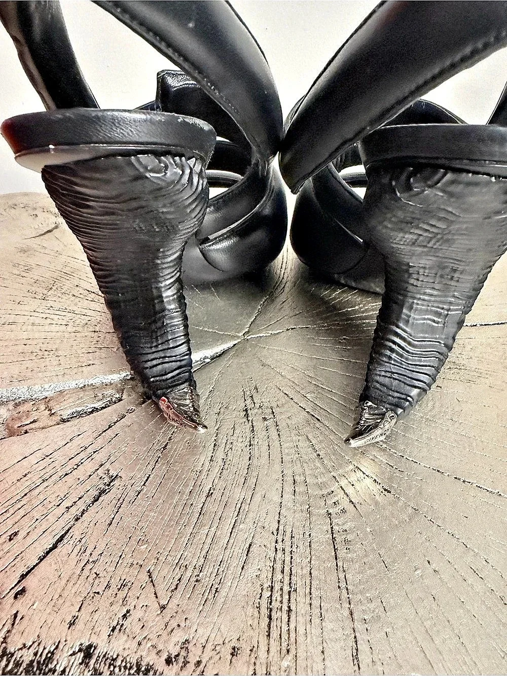 Givenchy Horn Heel Sandals Black Sculptural Heels